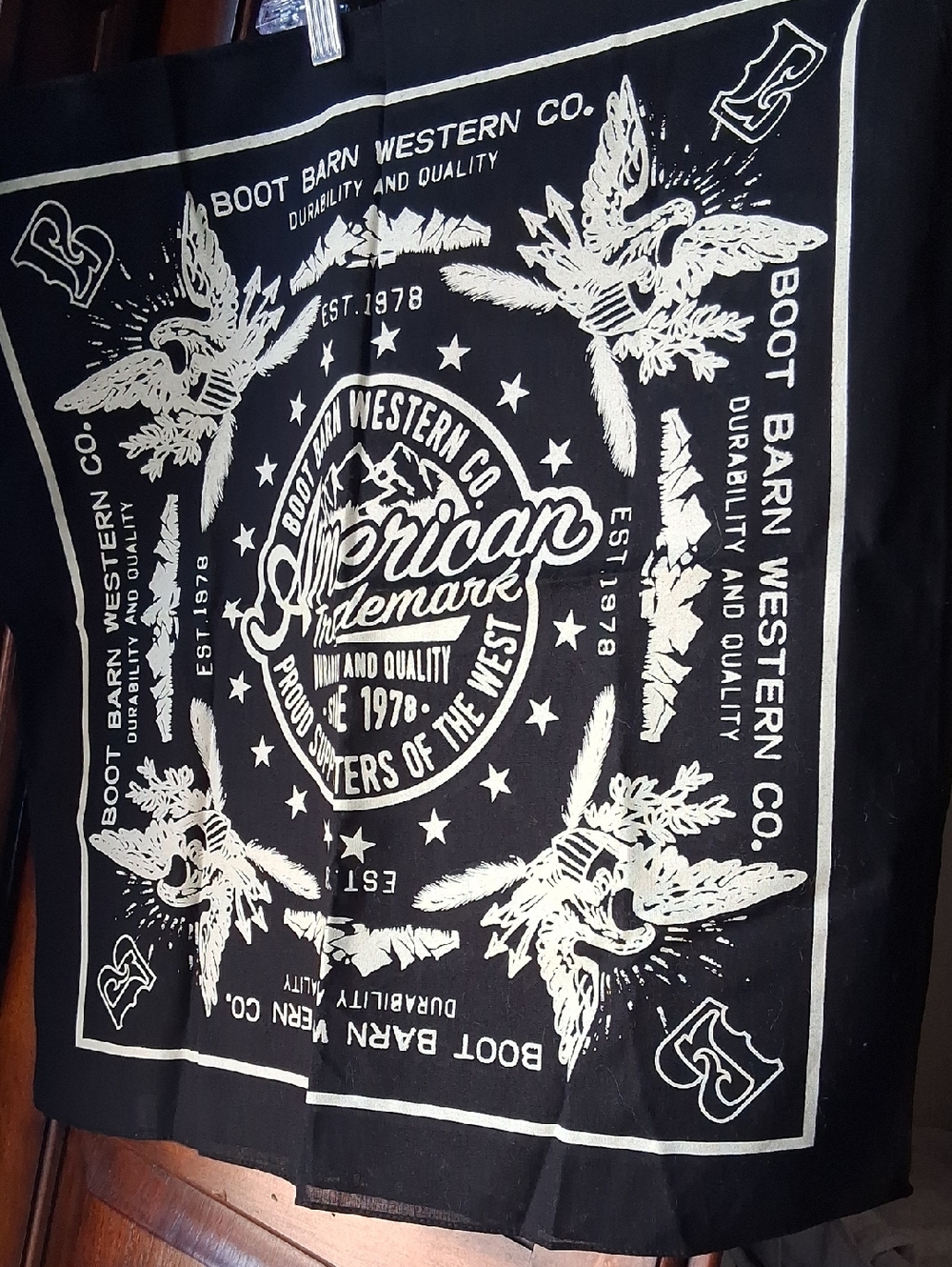 2- Boot Barn Western Co. Black & White Bandana Scarfs